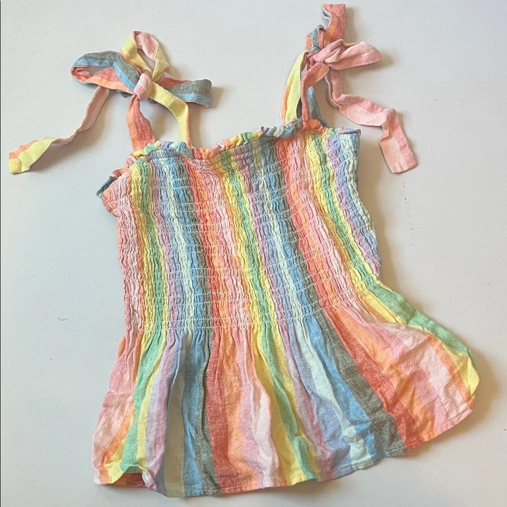 GAP Kids Pastel Rainbow Smocked Linen Tank Top
